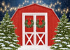 Red barn backdrop winter snow background