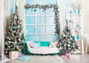 Living room Christmas backdrop sofa and blanket - whosedrop