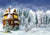 Children gingerbread house backdrop winter forest