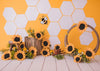 Summer cake smash backdrops bees background with sunflower