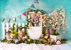 Easter photo backdrop with rabbit