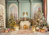 Xmas backdrop with colorful gifts, christams tree