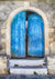 Open blue door background senior backdrop
