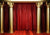Golden pillar and red curtain backdrop for stage