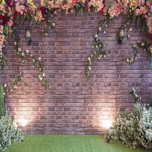 Shop Flowers and bricks backdrop for wedding photo - whosedrop