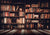 Vintage library bookshelf back to school backdrops