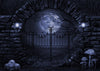 Halloween night backdrop Iron gate and skull-cheap vinyl backdrop fabric background photography