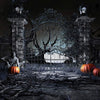 Halloween night backdrop dry branches and skull-cheap vinyl backdrop fabric background photography