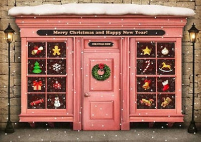 Christmas shop photography backdrop with snowflake-cheap vinyl backdrop fabric background photography