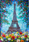 Oil painting backdrop flower background with Paris tower-cheap vinyl backdrop fabric background photography