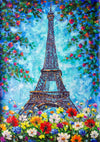 Oil painting backdrop flower background with Paris tower-cheap vinyl backdrop fabric background photography
