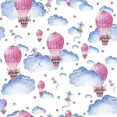 Hot air balloon and clouds backdrop pattern background-cheap vinyl backdrop fabric background photography