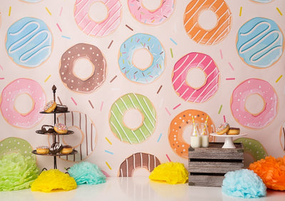 Cake smash backdrop donut theme background-cheap vinyl backdrop fabric background photography