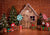Christmas gingerbread house backdrops with gift box