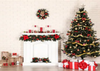 Christmas backdrop white fireplace and Christmas tree background-cheap vinyl backdrop fabric background photography