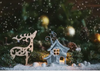 Christmas snowing background deer and cottage  photography backdrops-cheap vinyl backdrop fabric background photography