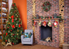 Fireplace with Christmas tree backdrop for Christmas photography-cheap vinyl backdrop fabric background photography