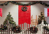 Christmas photography backdrop red door background-cheap vinyl backdrop fabric background photography