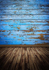Vintage blue wood wall brown wooden floor backdrop-cheap vinyl backdrop fabric background photography