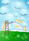 Baby clouds backdrop rainbow and swing-cheap vinyl backdrop fabric background photography