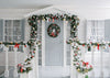 Christmas photography backdrop with white fence