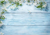 Blue wood flower backdrop for newborn-cheap vinyl backdrop fabric background photography