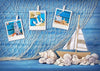 Summer photography backdrop sailboat and conch-cheap vinyl backdrop fabric background photography