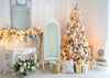 Beige gift box backdrop Christmas tree background-cheap vinyl backdrop fabric background photography