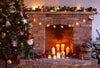 Christmas fireplace photography Backdrop with Christmas tree-cheap vinyl backdrop fabric background photography