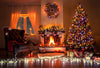 Christmas fireplace photography Backdrop Gift Box-cheap vinyl backdrop fabric background photography