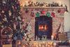 Christmas fireplace photography Backdrop with Christmas tree-cheap vinyl backdrop fabric background photography