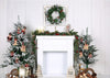 Xmas backdrop with fireplace christmas tree background