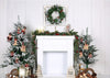 Xmas backdrop with fireplace christmas tree background