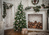 Christmas tree and fireplace backdrops for Christmas photography - whosedrop